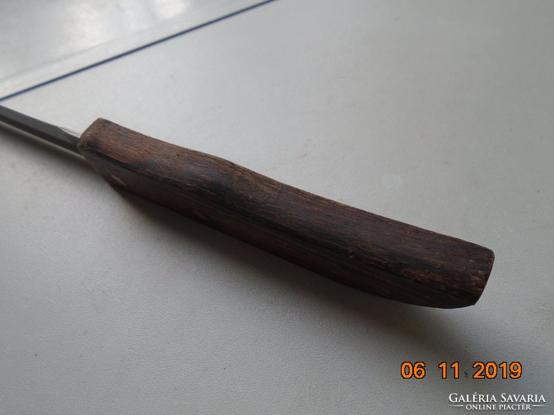 STAINLESS STEEL  HONG KONG jelzéssel vintage réz szegecses fa nyelű hosszú szeletelő kés 37 cm