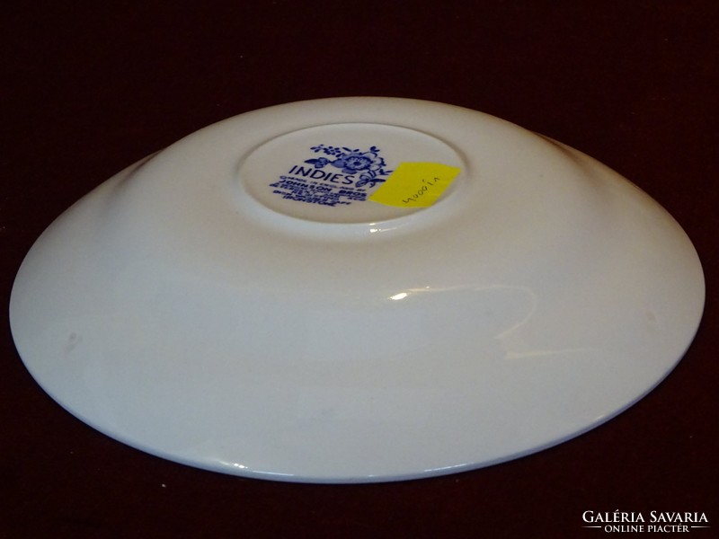 Indies English porcelain tea cup placemat with Johnson Bros cobalt blue pattern. He has!