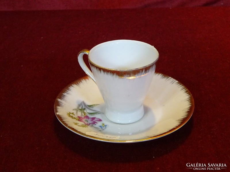 Y.T.K. minőségi japán porcelán kávéscsésze + alátét. Dúsan aranyozott szegéllyel. Vanneki!