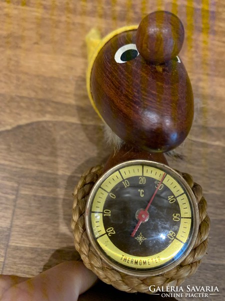 Figural retro wooden thermometer