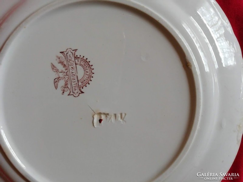 5 db Willeroy & Bosch antik vadász jelenetes fajansz tányér 19 cm