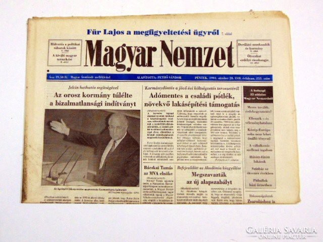 1994 10 28  /  Für Lajos a megfigyeltetési ügyről  /  Magyar Nemzet  /  Szs.:  12129