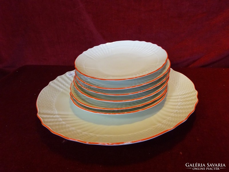 Epiag Czechoslovak cake set. Printed pattern with red border. He has!