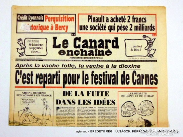 1998 május 27  /  Le Canard enchaine  /  regiujsag (EREDETI Külföldi újságok) Szs.:  12099