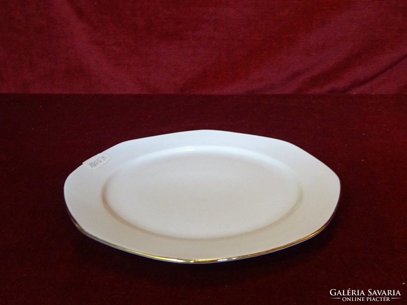 JRJS porcelán hófehér alapon arany szegélyes, 8 szögletű süteményes tányér. Vanneki!