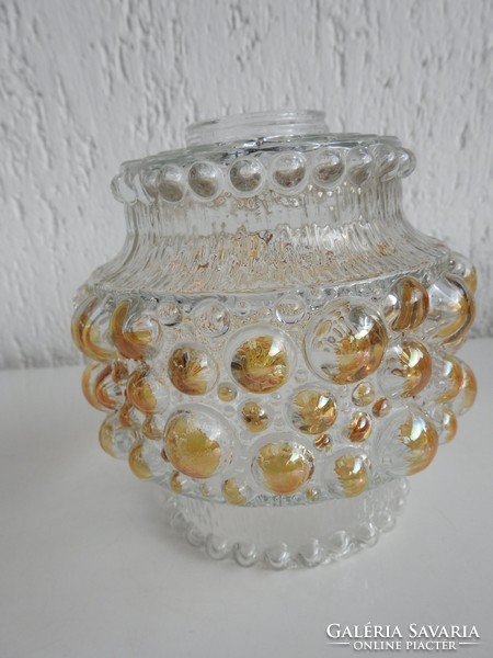 Old thick village butter-colored lamp shade with plastic embossed pattern - lamp shade