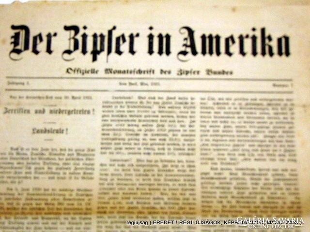 1921 május  /  DER BIPFER IN AMERIKA  /  regiujsag (EREDETI Külföldi újságok) Szs.:  12085