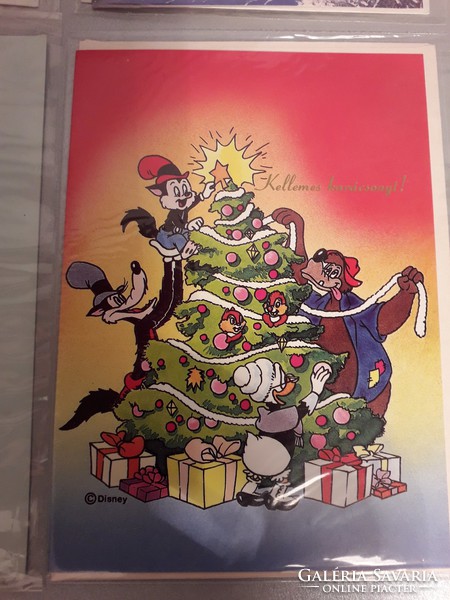 Régi karácsonyi nyitható képeslap borítékkal celofánban 6 darab