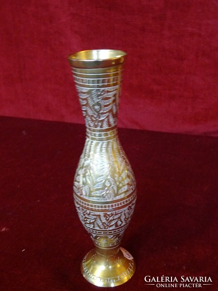 Indiai réz váza, gyönyörű, egyedi mintázattal, 18 cm magas. Vanneki!