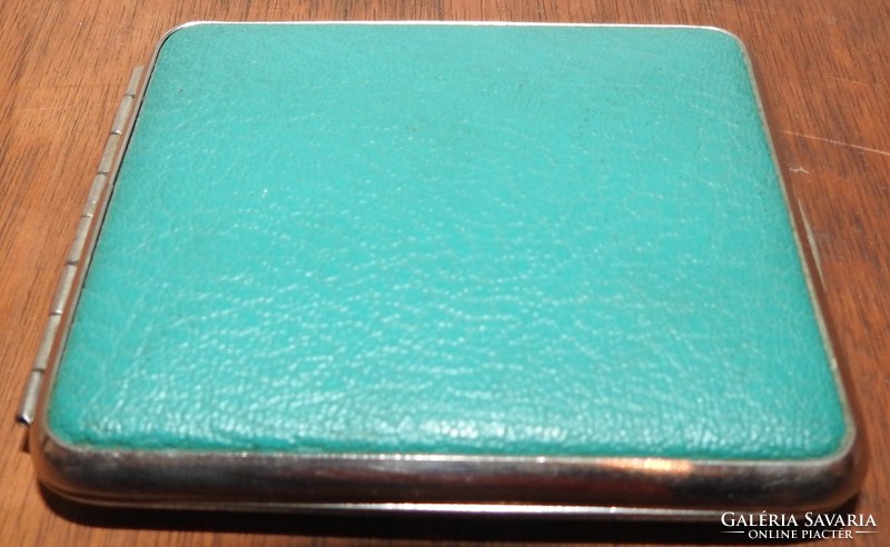Art deco alpaca box with leather coating - metal cigarette tray -