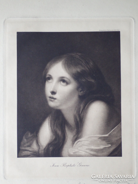 Fiatal lányka. Fotogravűr Jean Baptiste Greuze (1725–1805) művéről, 1906. Ritka!