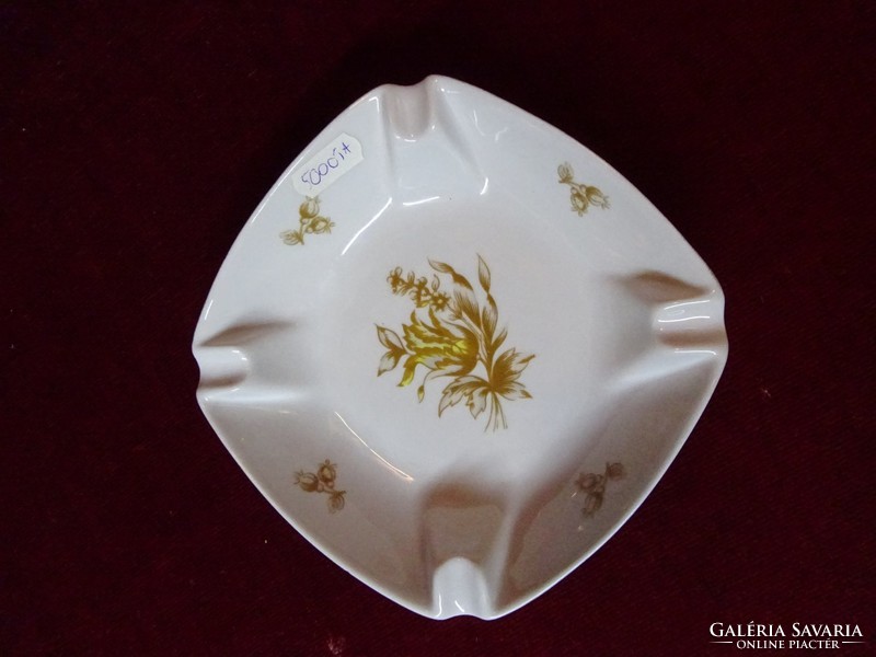 Hollóház porcelain ashtray with brown pattern, size: 14.5 x 14.5 x 4 cm. He has!