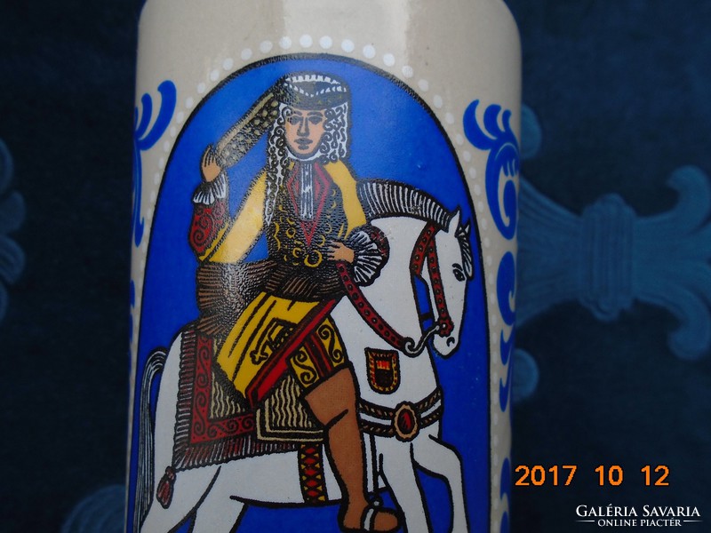 Seifert colorful German ceramic cup with equestrian kings 11.5 cm