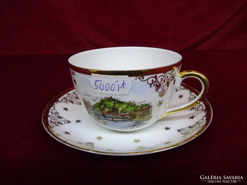 Victoria porcelain coffee cup + placemat with antique, graz inscription and skyline. He has!
