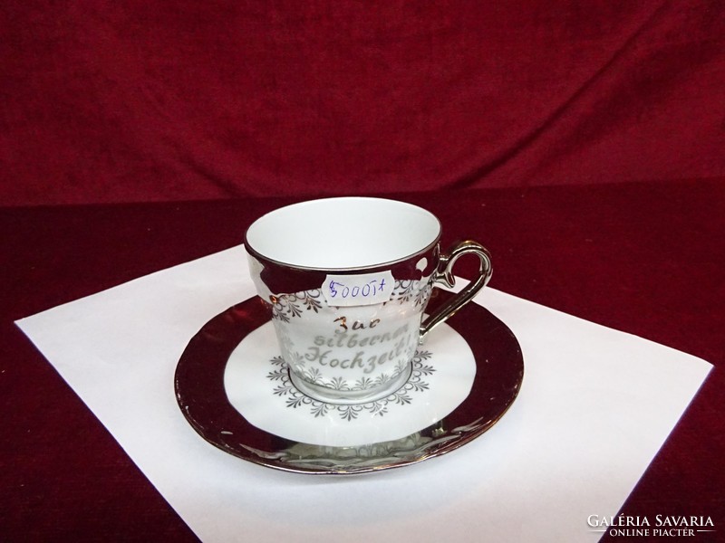 Eigl porcelain austria, teacup + placemat. 25. For wedding anniversary, silver color. He has!