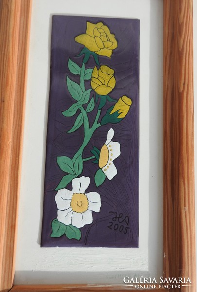 Hernold Anita: Virágok  - tűzzománc falikép