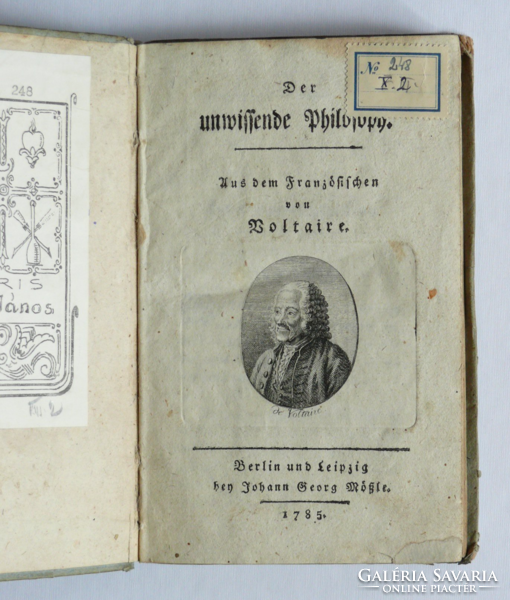 Voltaire: Der unwissende Philosoph. Aus dem Französischen. Berlin / Leipzig [Wien], 1785