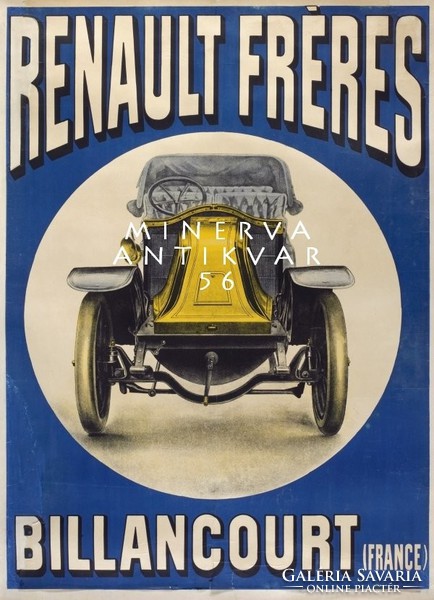 Régi Renault oldtimer automobil hirdetés. Vintage/antik reklám plakát reprint