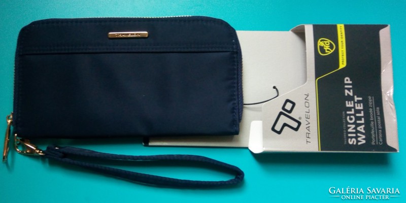 TRAVELON éjkék színű, elegáns, nagy méretű női clutch pénztárca, RFID védelemmel