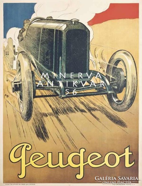 Régi Peugeot automobil hirdetés. Vintage/antik reklám plakát reprint