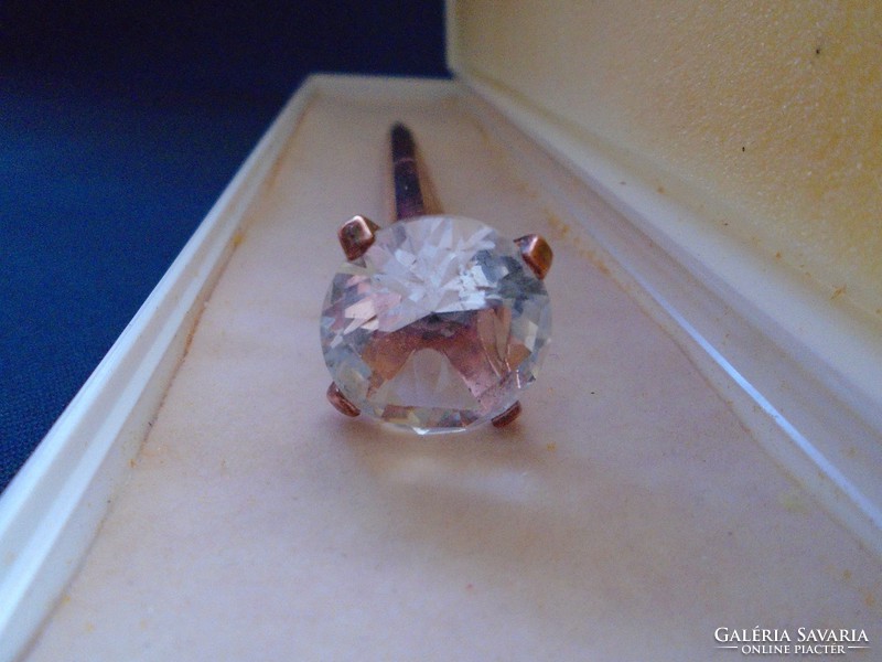 Antik rózsa aranyozott golyóstoll az '50-60-as évekből IF tisztaságú víztiszta topáz kővel