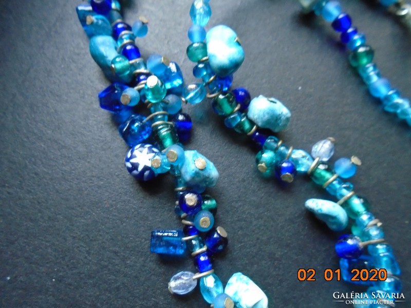 Handmade necklaces made of minerals and handmade glass beads