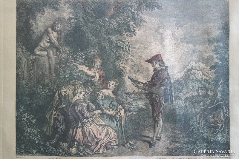 After Jean-Antoine Watteau engraved by Charles Dupuis Lecon D'Amour