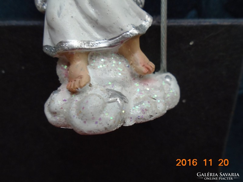Hand painted musical angel with silver wings