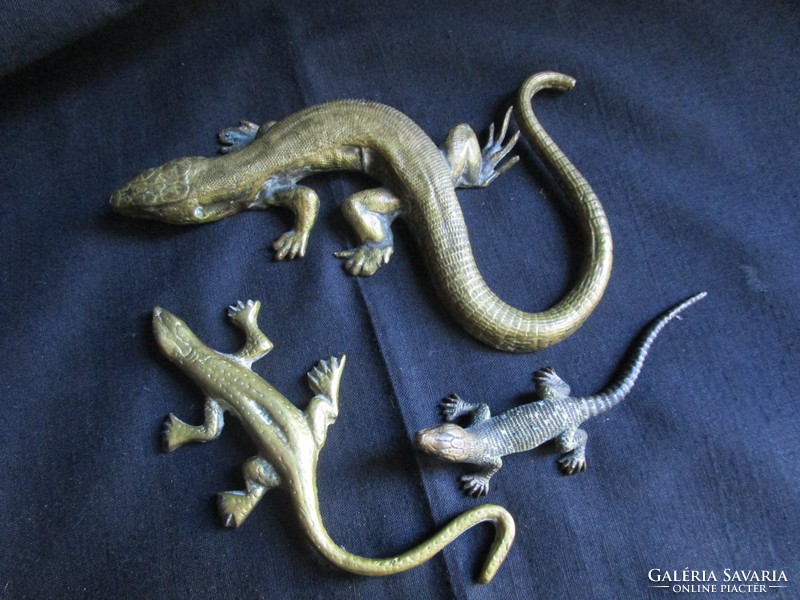Lizard gecko leopard gecko family + piece of copper meticulously crafted statue extraordinary
