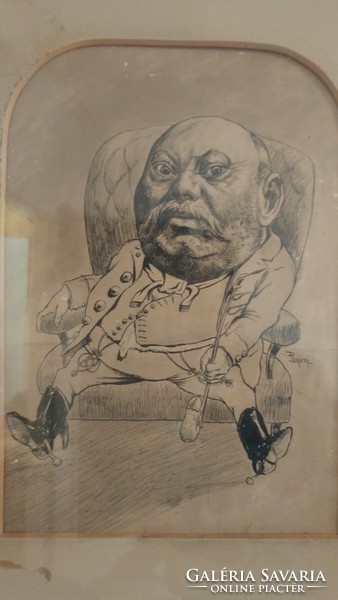 Pogány sándor cartoon xx.The middle of the Hungarian nobleman 52 x 62 cm