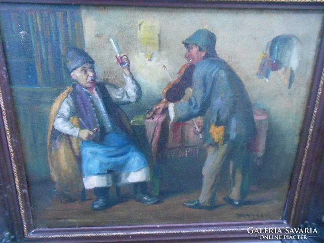 Horváth g. Andor (1876-1966) Pub scene from the 1920s.Original.Warranty.