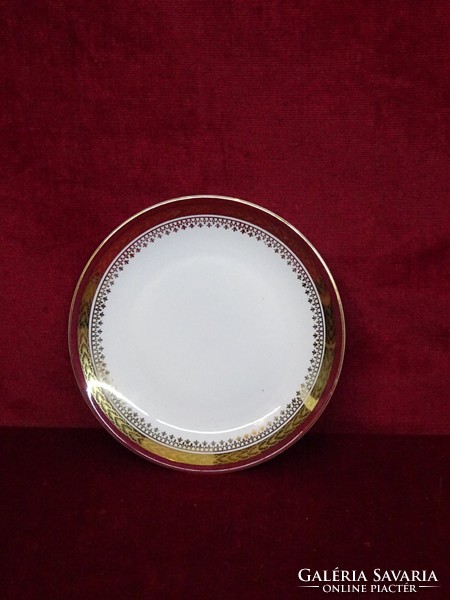 H & c Czechoslovakian porcelain antique cake plate with burgundy / gold border. He has!