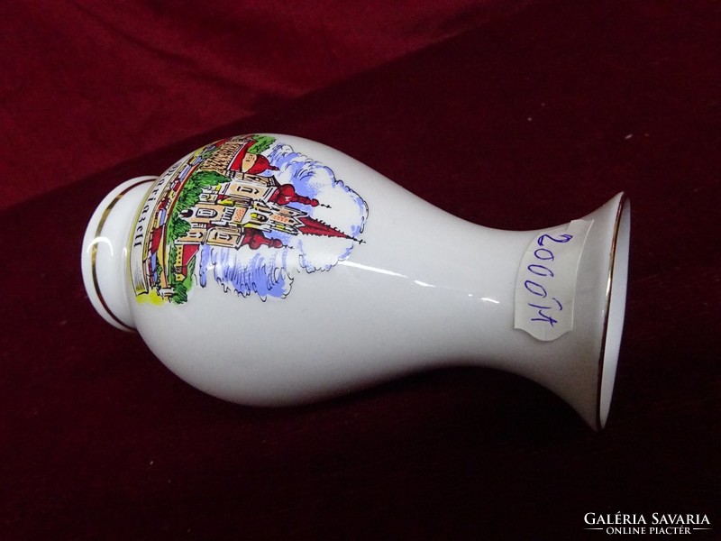 Osztrák porcelán váza, Mariazell felirattal és látképpel, 13 cm magas. Vanneki!