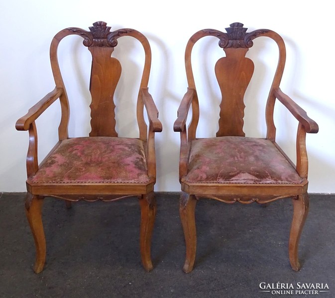 0X219 Antik nagyméretű neobarokk karfás szék pár