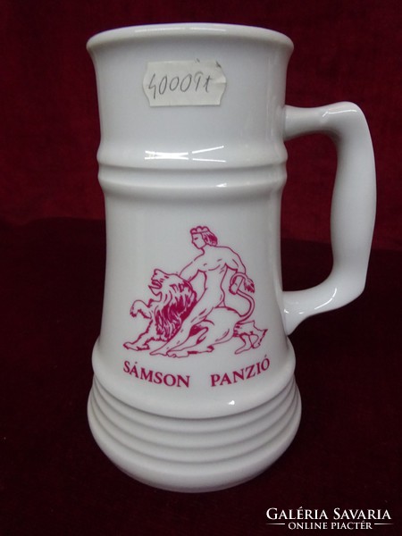 Great Plain porcelain beer mug with half liter, Győr sámmon pension. He has!