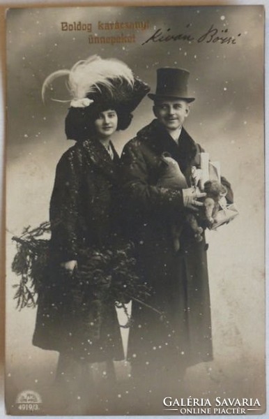 Karácsonyi képeslap, fotó-üdvözlőlap, 1913