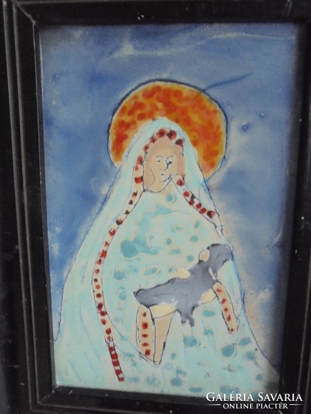 Tűzzománc fali kép: Mária ábrázolás