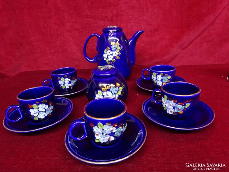 Taimur English porcelain coffee set. Cobalt blue, printed pattern, custom painted. He has!