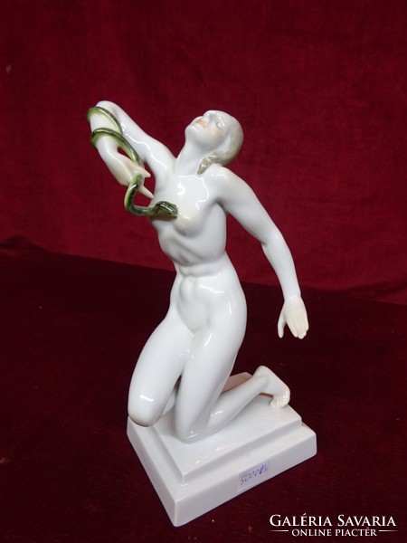 Herend porcelain cleopatra kneeling with a snake, colored, 24 cm high. He has!