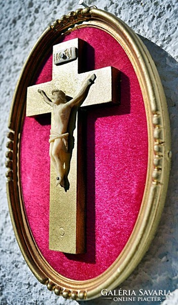 10. Antique, ivory Jesus Christ (5cm), cross, corpus, crucifix, 15 cm wooden frame!