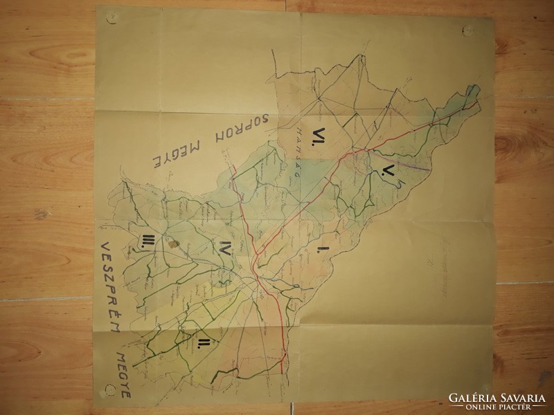 1933-ból győri , kézi készítésű térkép