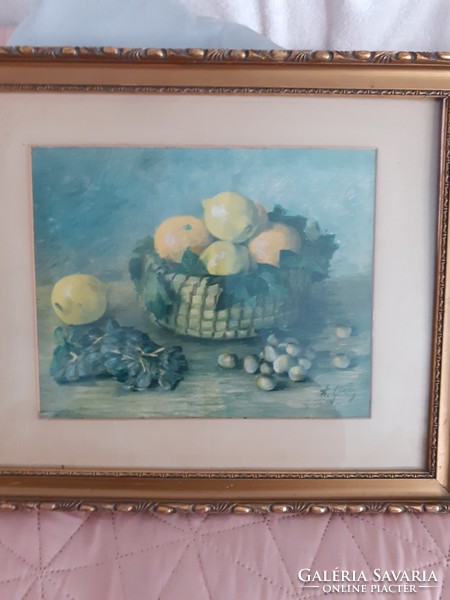 Old 60s pastel still life painting