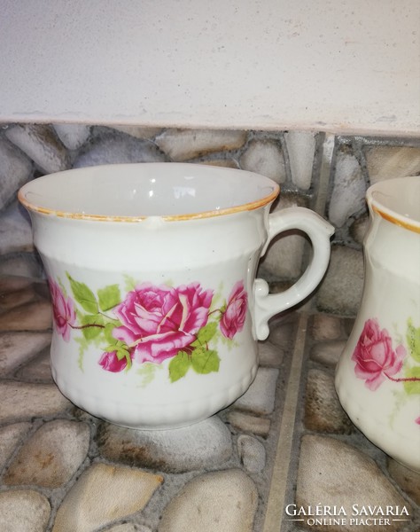 Rare shape porcelain rose Zsolnay mugs, mugs, nostalgia pieces, rustic decoration