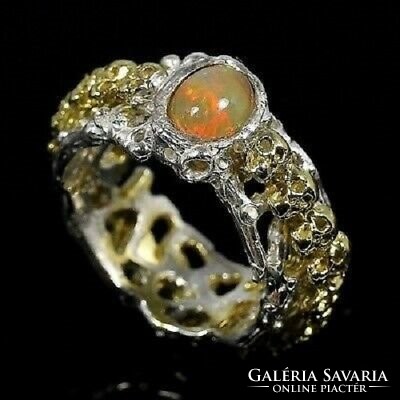 58 Genuine opal 925 silver and more gold handcrafted ring