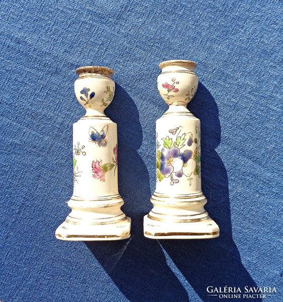 Pair of Schütz chilli marked ceramic candlesticks