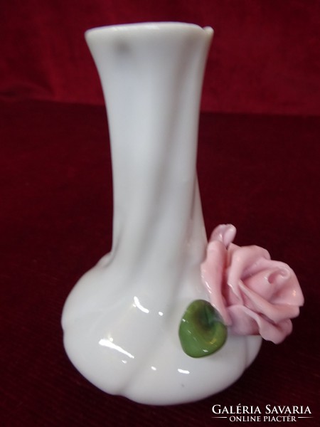 German porcelain mini vase with rose pattern, 9 cm high, showcase quality. He has!