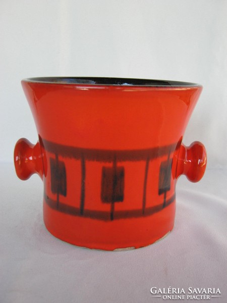 Juried applied art retro ceramic mortar-shaped pot