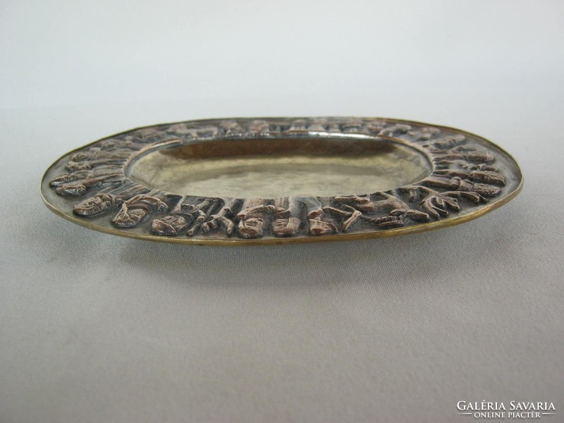 Hungarian applied arts bowl copper or bronze marked Tevan Margit 16x12 cm