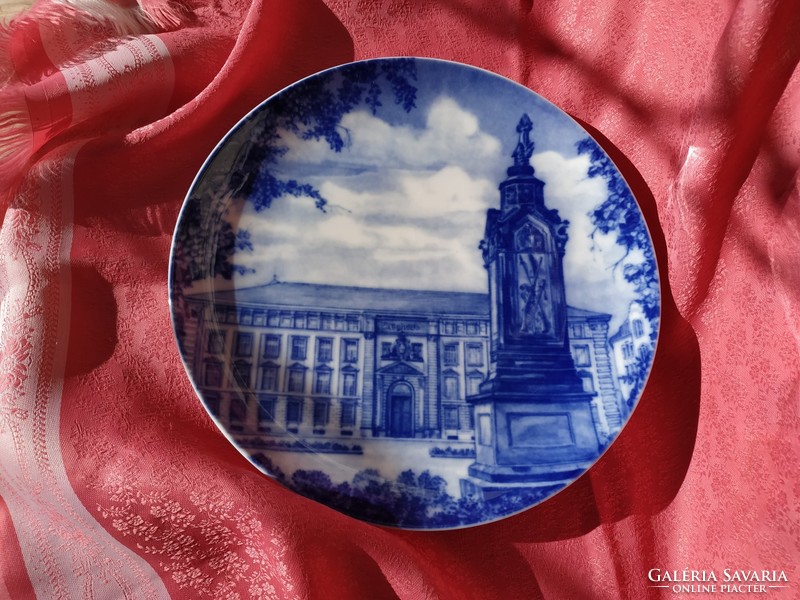 Beautiful blue painted porcelain decorative plate