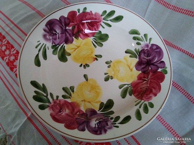 Gránit fali tányér, élénk színű rózsákkal kézzel festve!